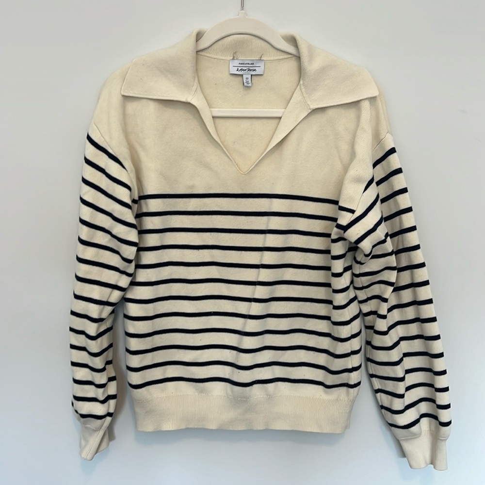 & other stories striped collar sweatshirt